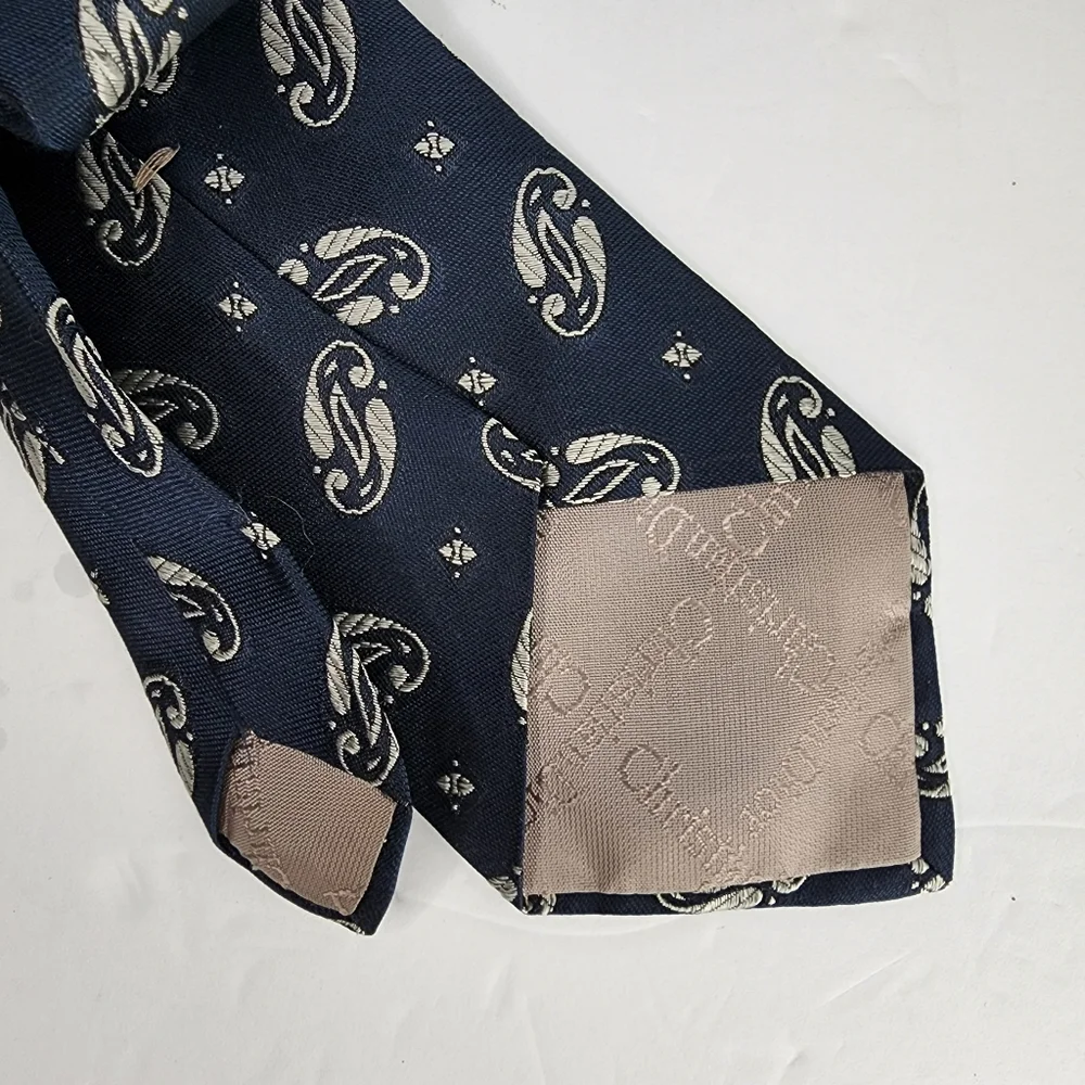 CHRISTIAN DIOR  Blue Silk Tie.